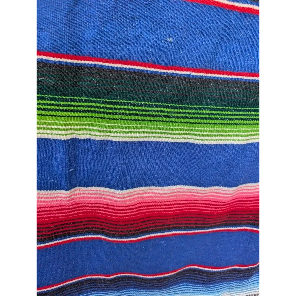 Mexican Serape Blanket Stripe Rainbow Southwest Yoga Acryllic 80 x 52
